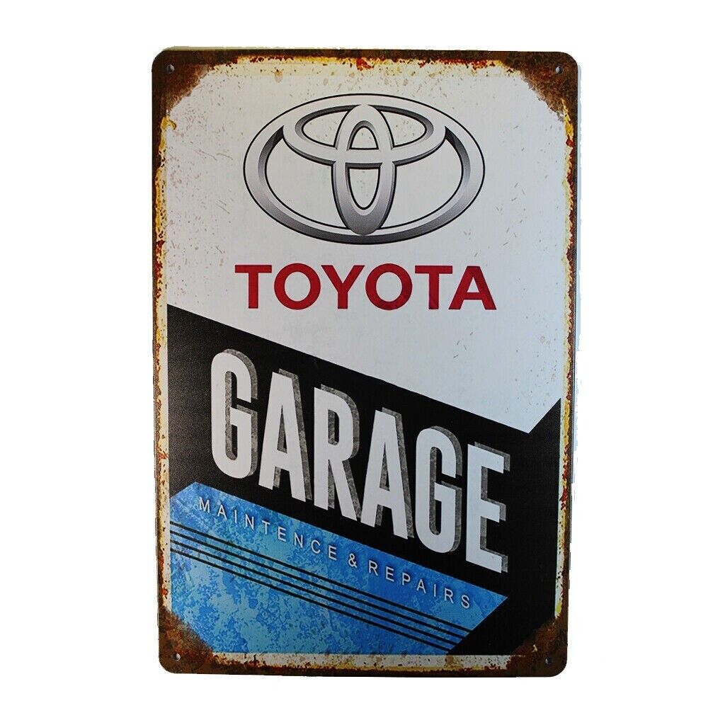 Tin Sign Toyota Garage Maintenance Repairs Metal Plate Rustic Decorative Vintage