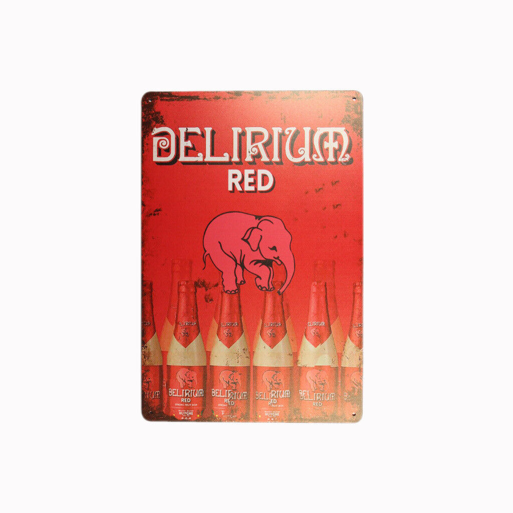 Tin Sign  Delirium Red Sprint Drink Bar Whisky Rustic Look