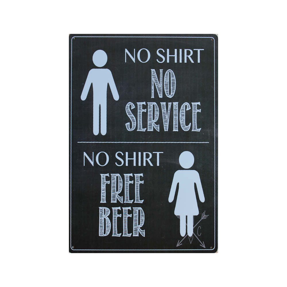 Metal Tin Sign No Service Free Beer 200x300mm Decor Rusty Vintage