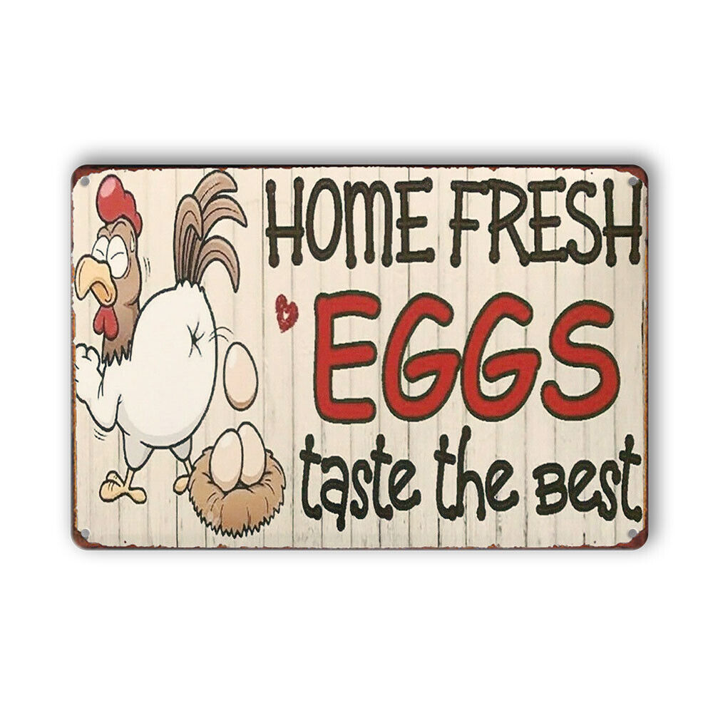 Tin Sign Eggs Home Fresh Farm Taste The Best Bar Shop Man Cave