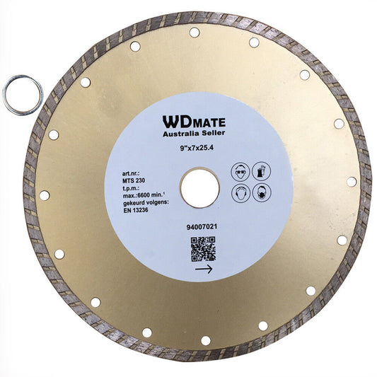 230mm Turbo Diamond Cutting Disc Dry Wet 9″ Saw Blade 2.6*7mm 25.4/22.23mm Tile