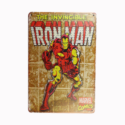 Tin Sign Iron Man Sprint Drink Bar Whisky Rustic Look