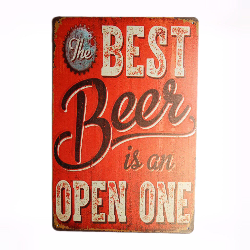 Tin Sign Best Beer Is An Open One Sprint Drink Bar Whisky Rustic Look