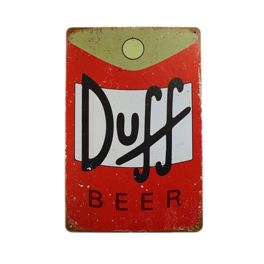 Tin Sign Duff Beer Drink Man Cave Metal Plate Rustic Decorative Vintage Wall Art