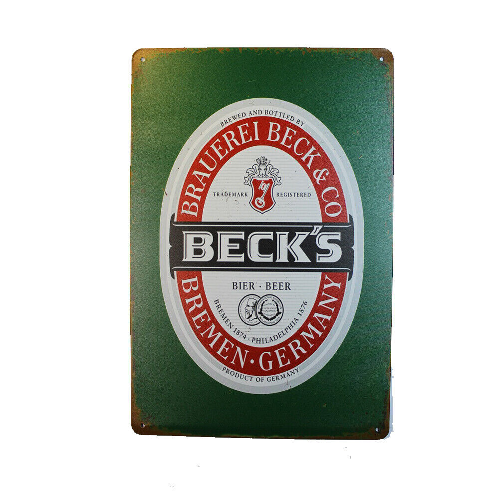Tin Sign Beck`s Bier Beer Sprint Drink Bar Whisky Rustic Look