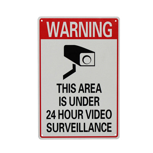 Warning Notice This Area Is Under 24 Hours Video Surveillance 200x300mm Metal