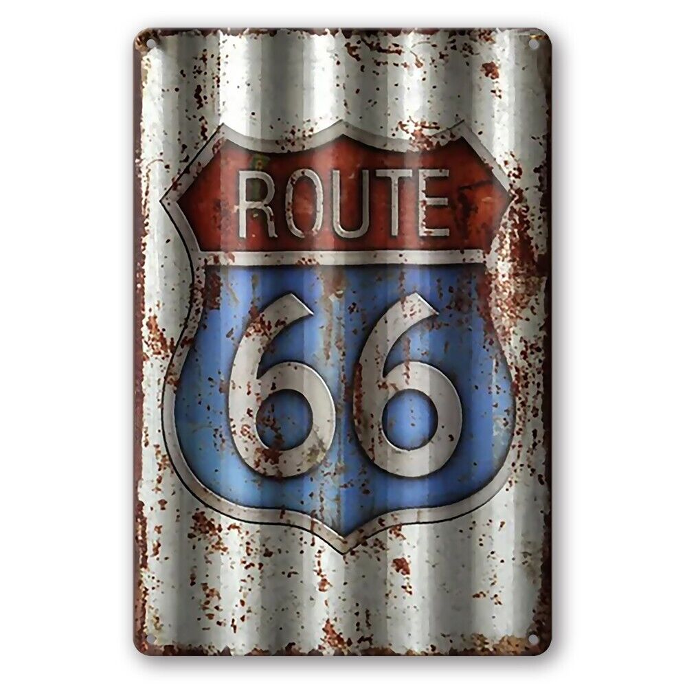 Tin Sign Route 66 Mother Road Garage Man Cave Rustic Look Decorative