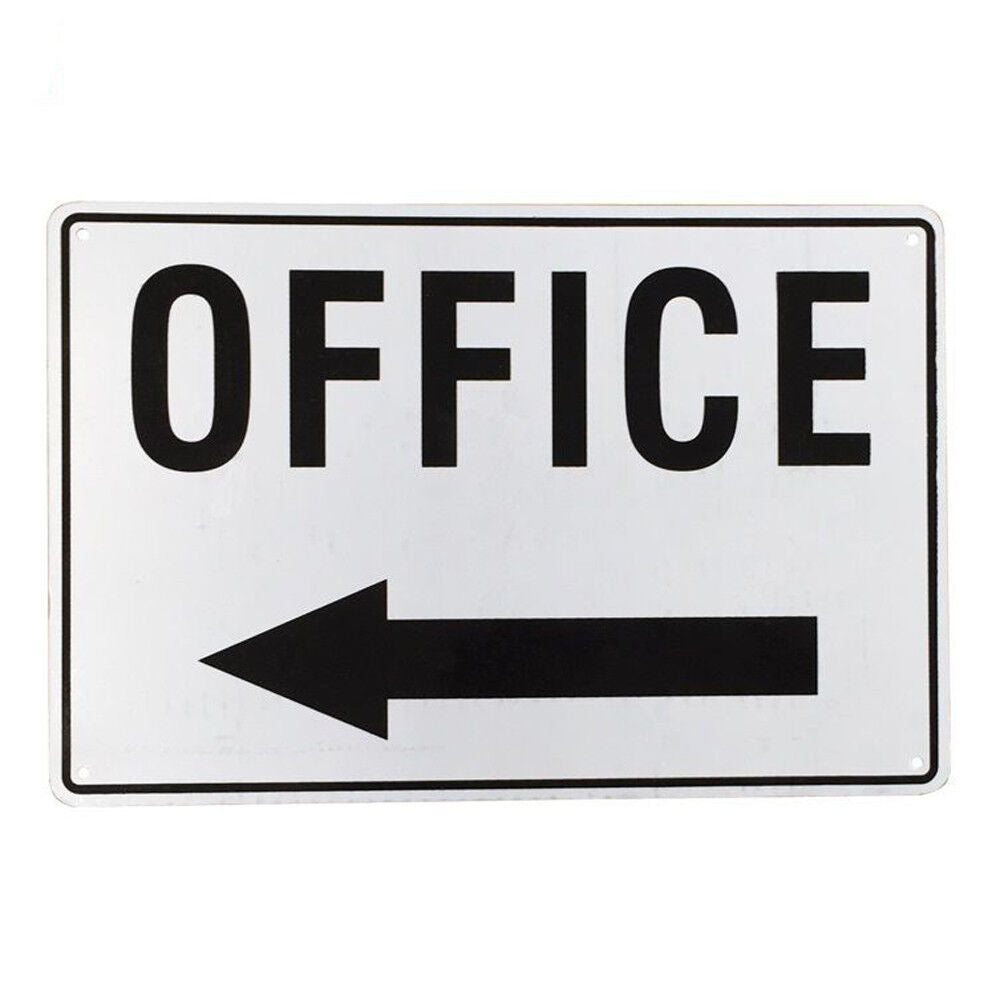 Office Sign With Arrow Pointing Left 200x300mm Metal Notice Indication Company