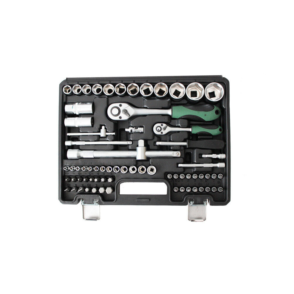 82pc Comb Socket Set 1/4″ 1/2″ Dr Wrench Bar Bit Ratchet Pro Auto Tool 20003030