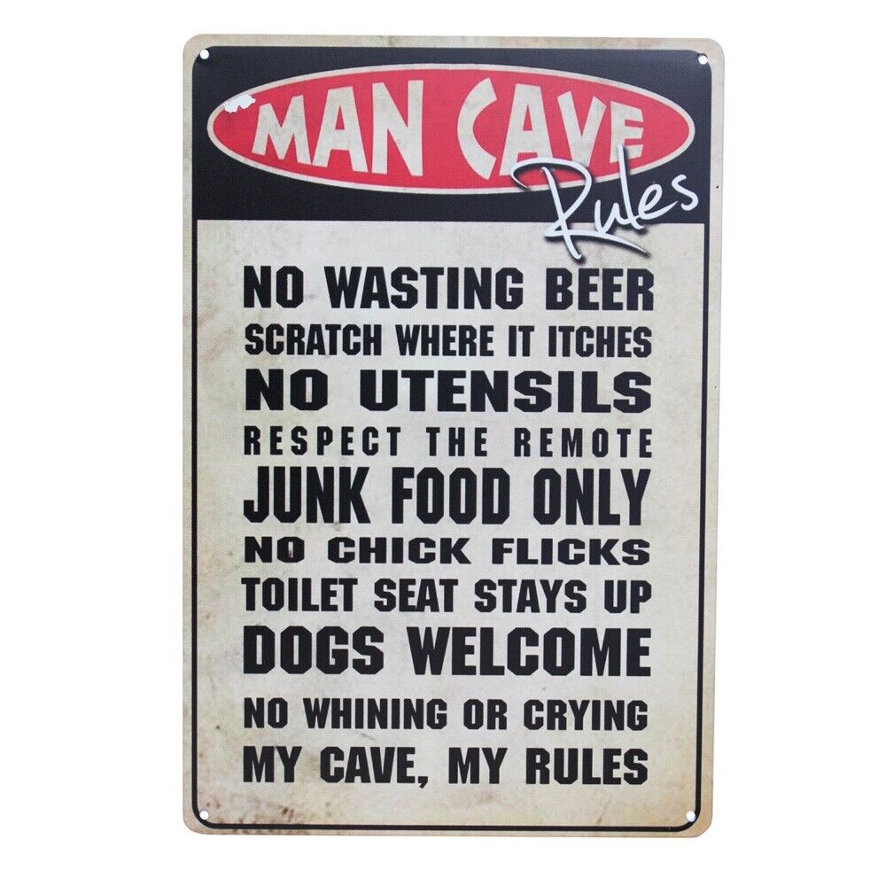 Tin Sign 200*300 Metal Man Cave My Cave My Rules