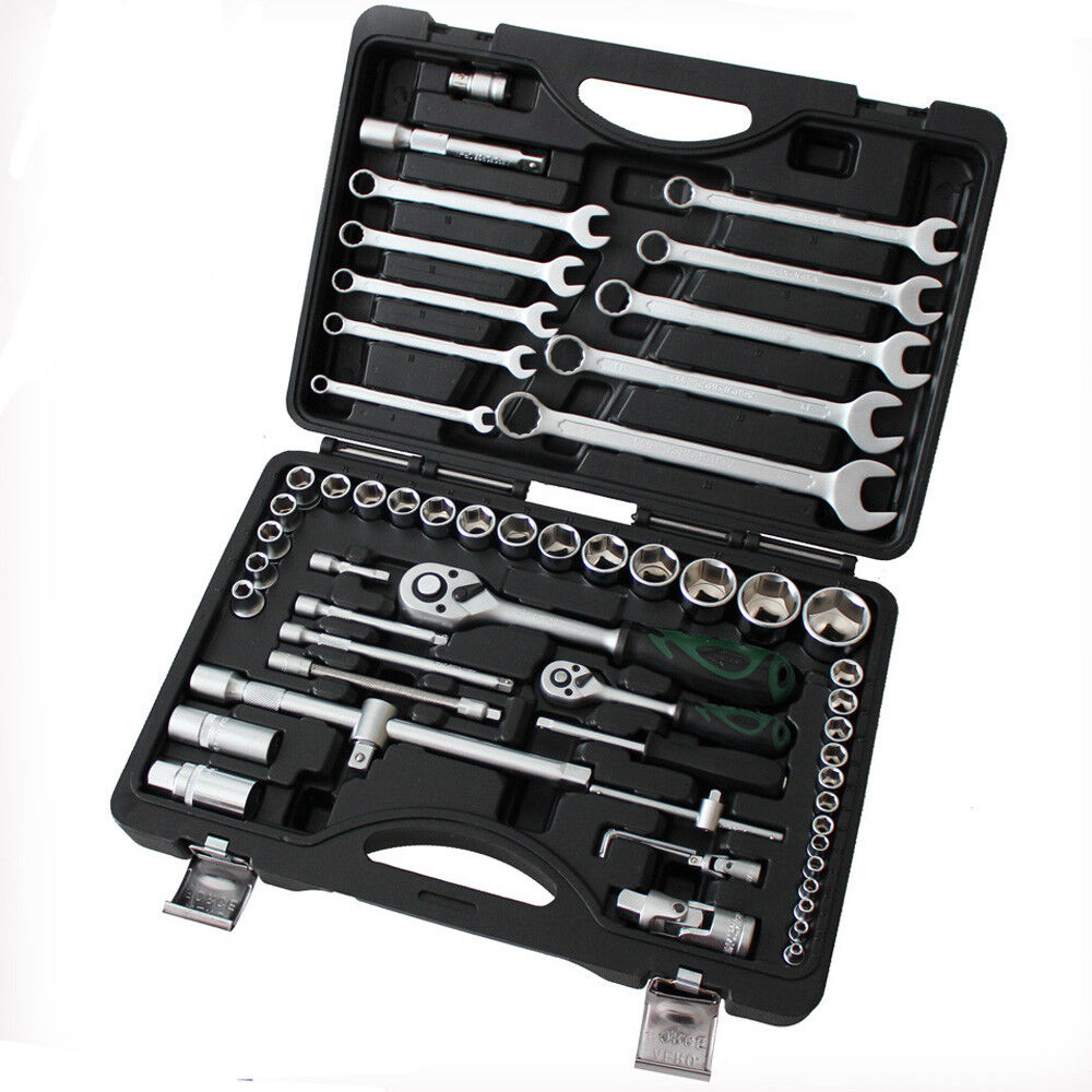 Comb Socket Spanner Set 59pc 1/4″1/2″ Dr. Ratchet Wrench 8-32mmcrv Tool 20003015