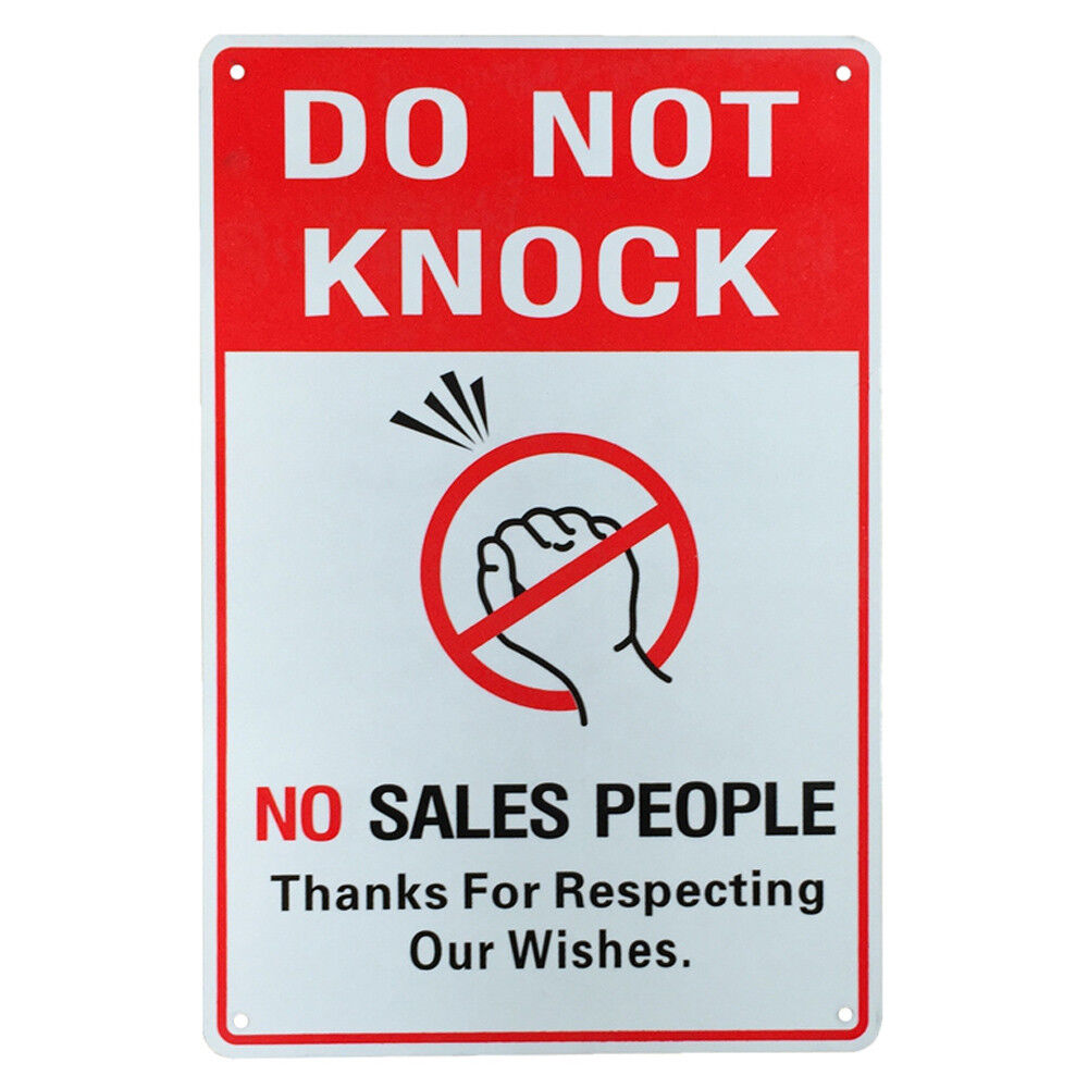 Warning Sign Do Not Knock Sales People 200x300mm Metal Notice Private Property