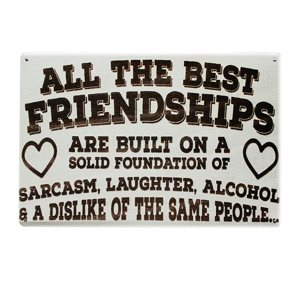 Metal Tin Sign All The Best Friendships 200x300mm Decor Rusty Vintage