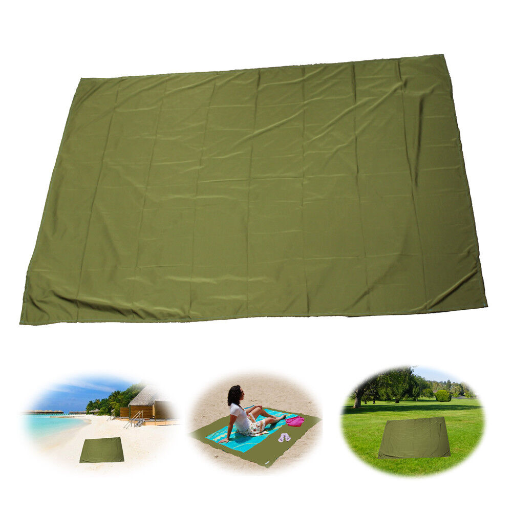 Beach Mat Blanket 1.5x2m No Sand Grass Pocket Soft Light Fast-dry Quality Green