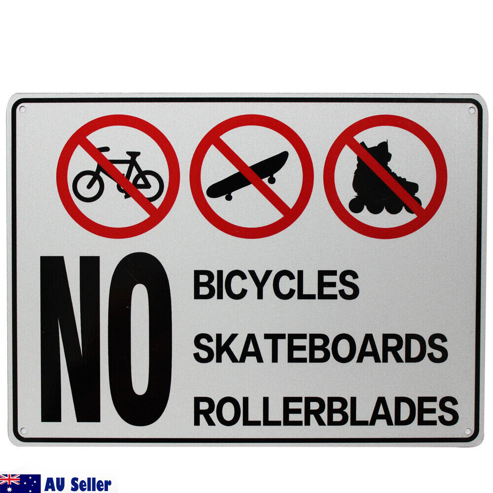Warning Caution No Bicycles Skateboard 200x300mm Metal Workshop Safety Public