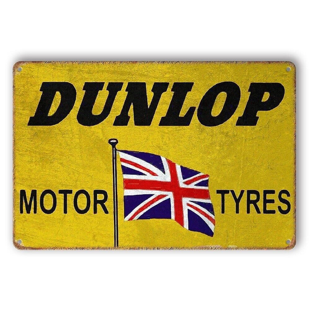 Tin Sign Dunlop Motor Tyres Garage Rustic Look Decorative
