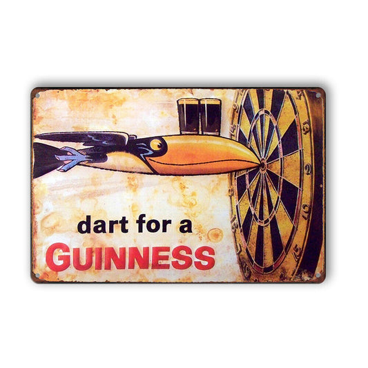 2x Tin Sign Dart For A Guinness Beer Drink Aim Man Cave Shed Garage