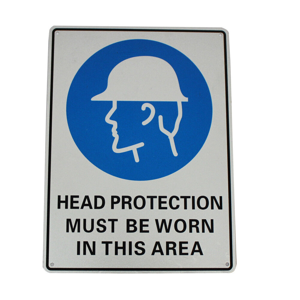Warning Notice Sign Head Protection Must Be Worn 200x300mm Metal Al Safety