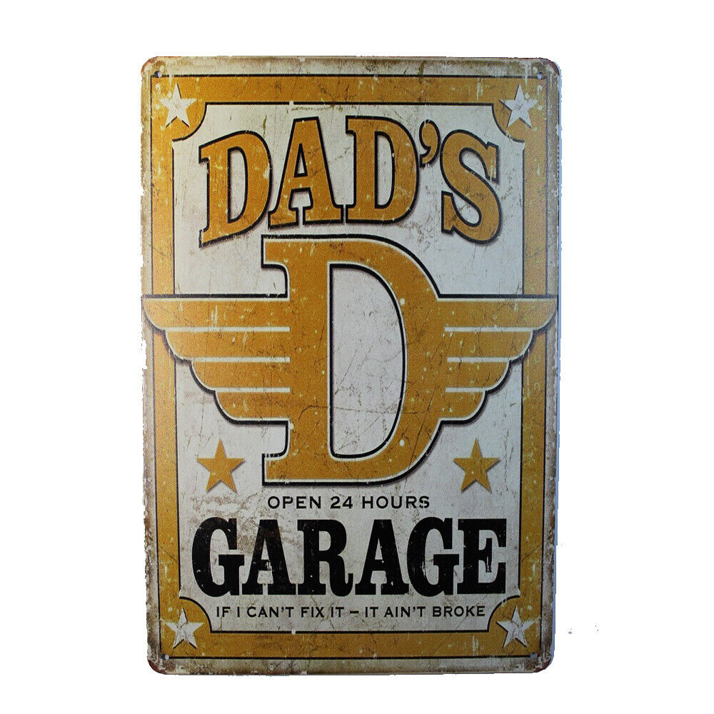 Tin Sign Dad`s Garage Sprint Drink Bar Whisky Rustic Look