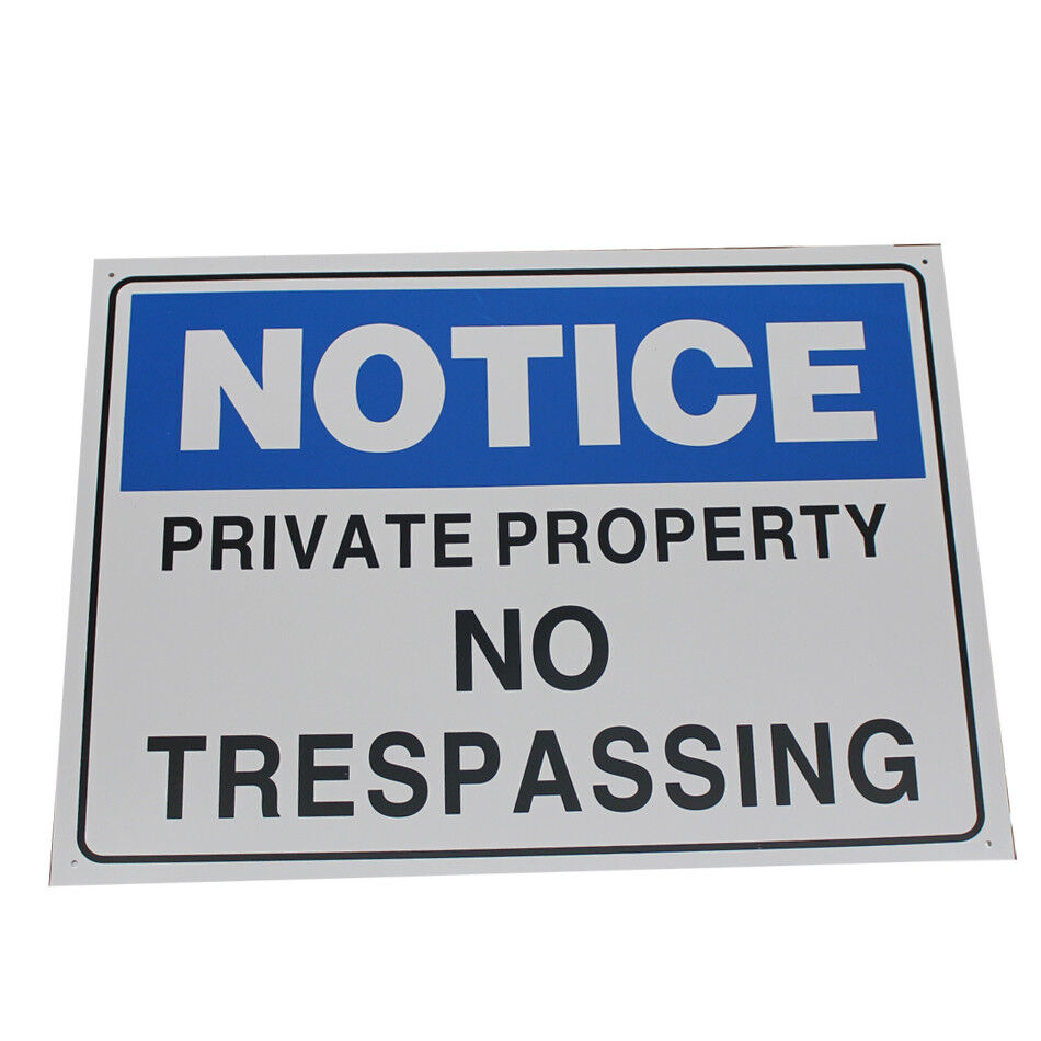 Warning Sign 600x450mm Notice Private Property No Trespassing Safety Plastic Hd