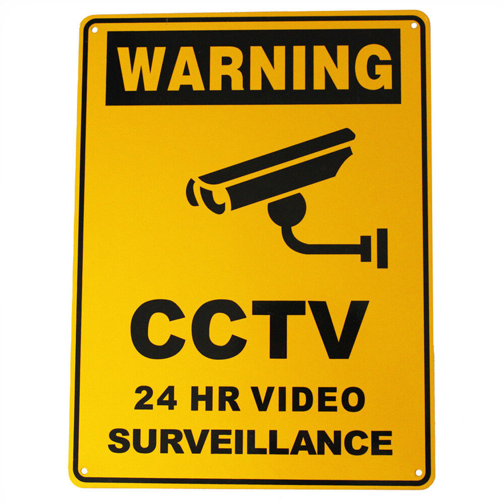 Warning Sign Metal Security Camera Cctv 300x200mm Under 24h Surveillance Outdoor