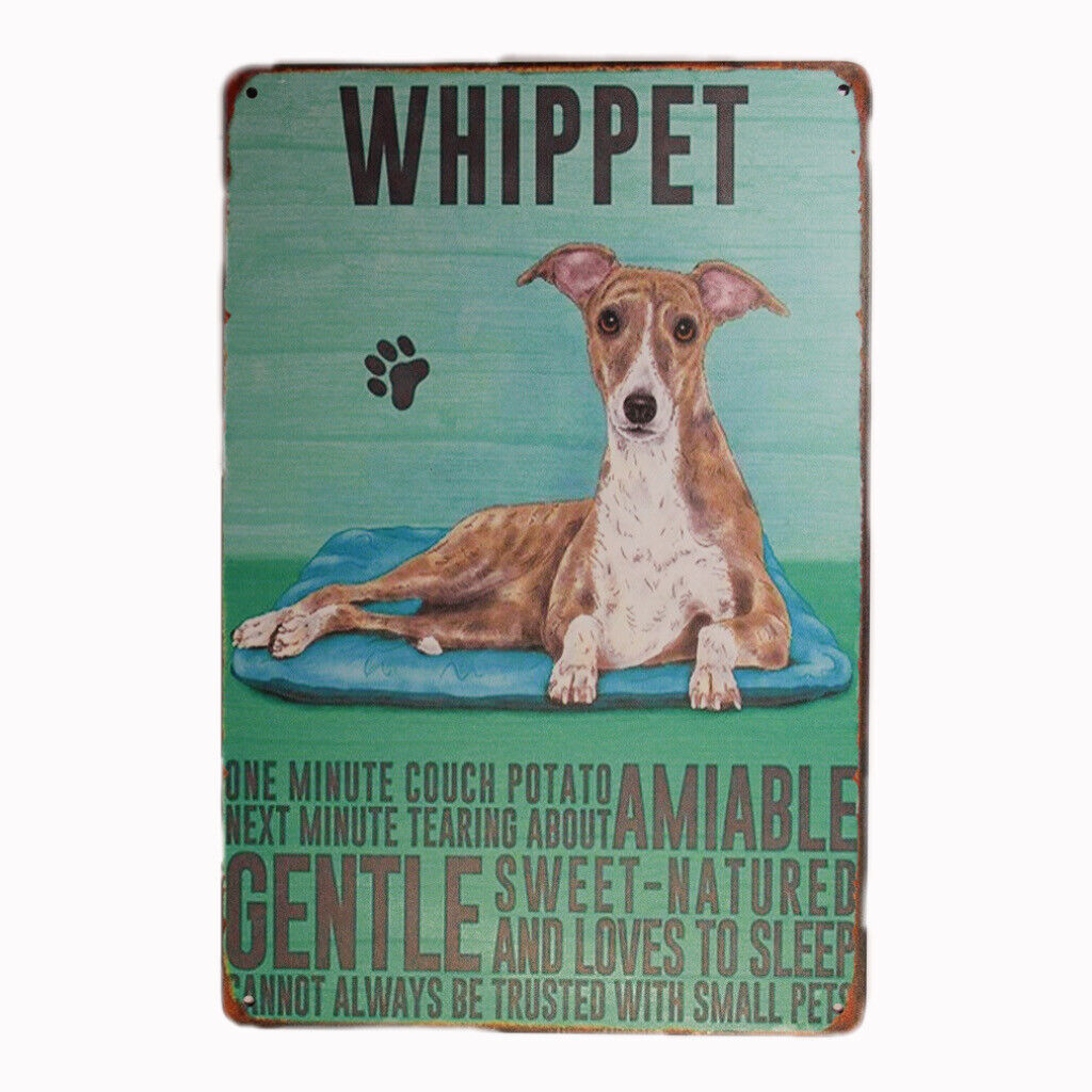 Tin Sign Whippet Amiable Gentle Gulf Red  Sprint Drink Bar Whisky Rustic Look