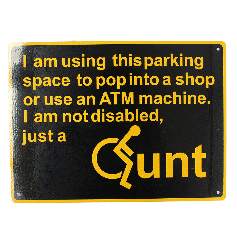 Warning Notice Disabled Parking Sign 200x300 Man Cave Metal Public Park