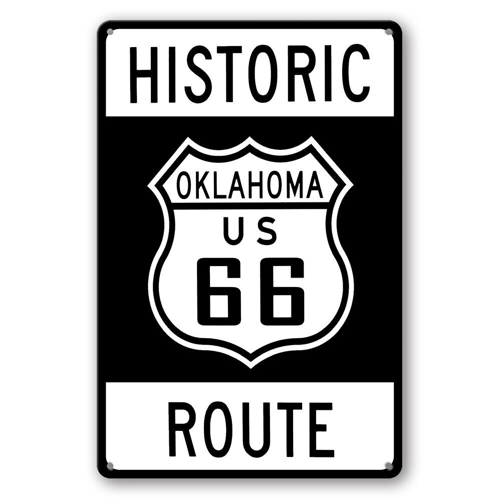 Tin Sign Route 66 Histoic Us Oklahoma Car Rustic Look Decorative Wall Art