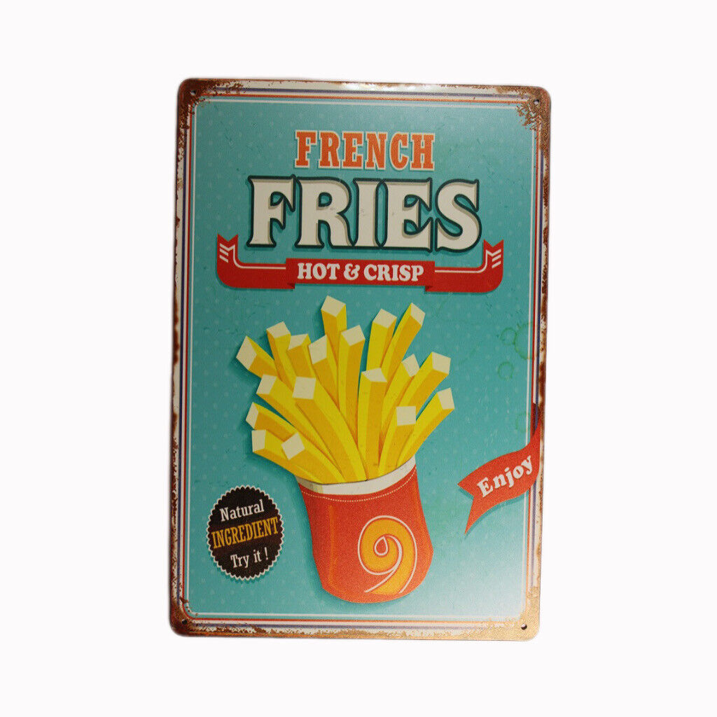 Tin Sign French Fries  Sprint Drink Bar Whisky Rustic Look