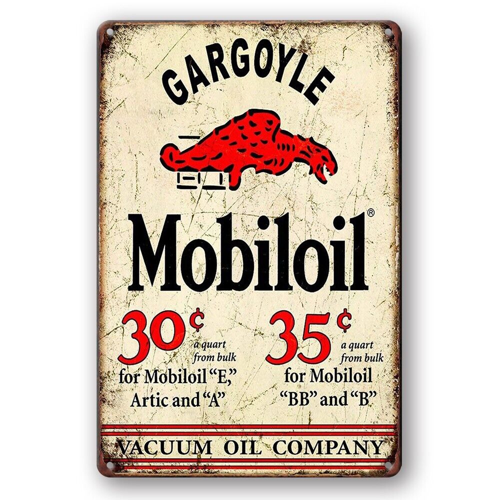 Tin Sign Mobiloil Gargoyle Vacuum Oil Motor Oil Rustic Decorative Vintage