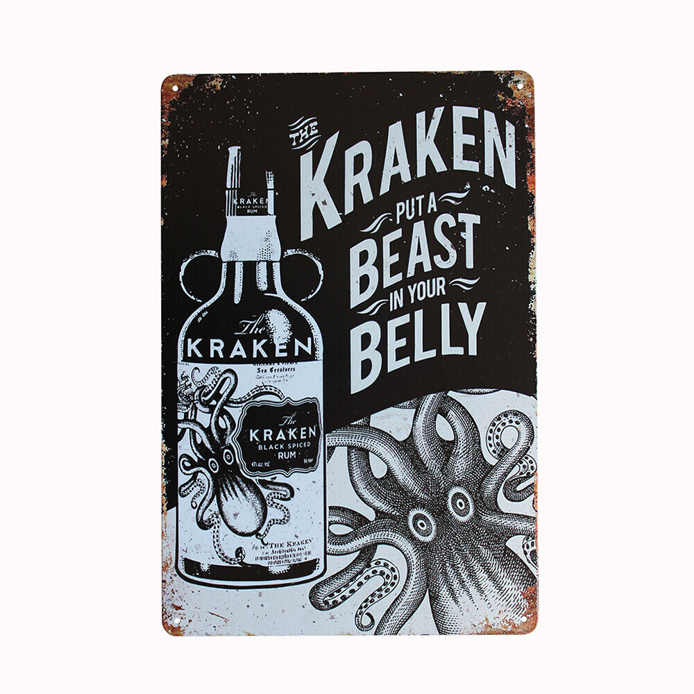 Tin Retro Metal Sign Put A Beast In Your Belly 200x300mm Decor Rusty Vintage
