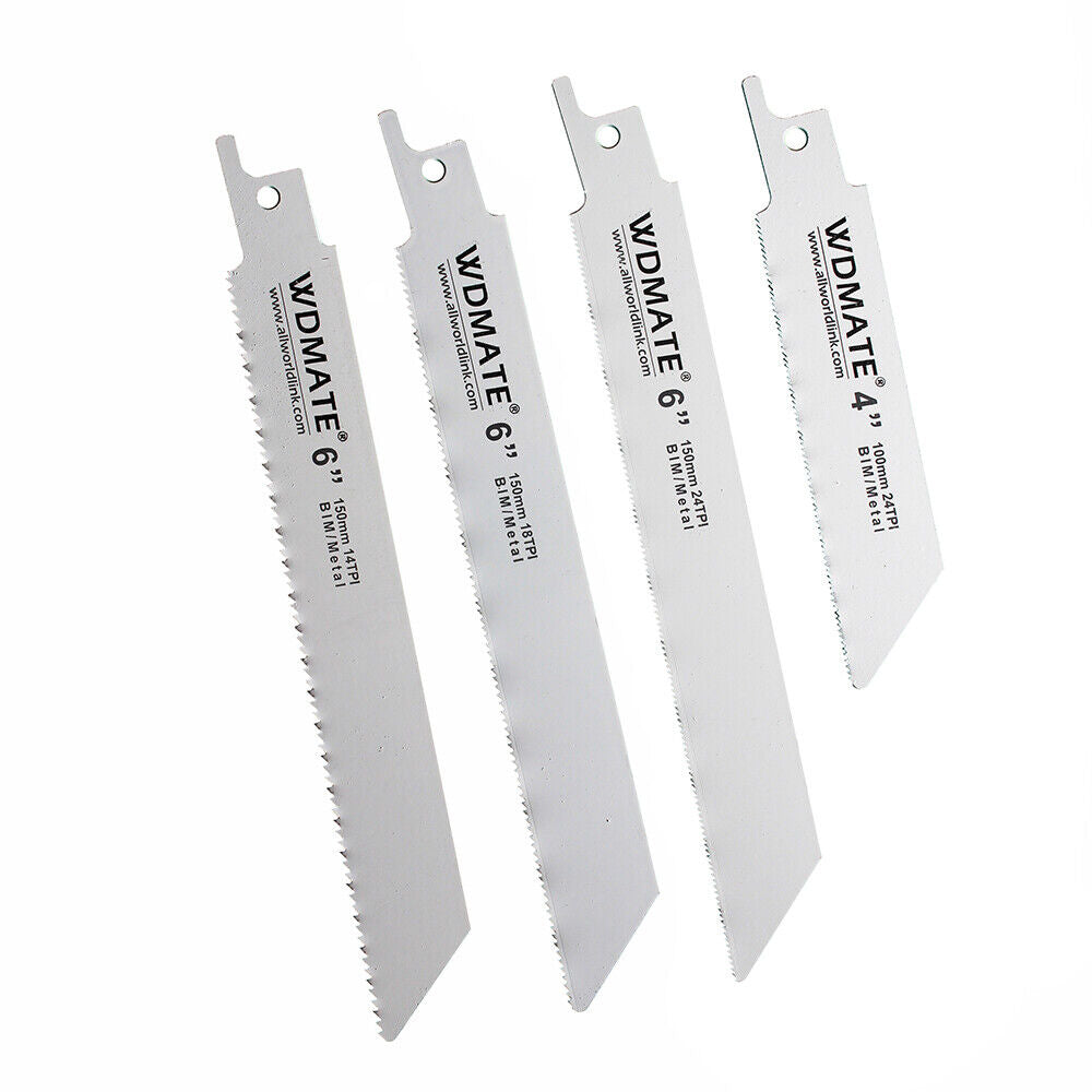 Reciprocating Saw Blade Set 8pc Soft Metal 100/150mm 4/6” 14/18/24tpi Bimetal Wd
