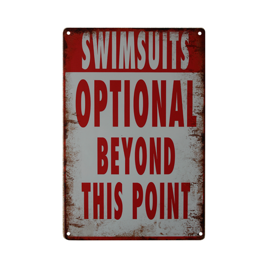 Tin Sign Swimsuits Optional Beyond This Point Metal Tin Sign Vintage Retro Bar