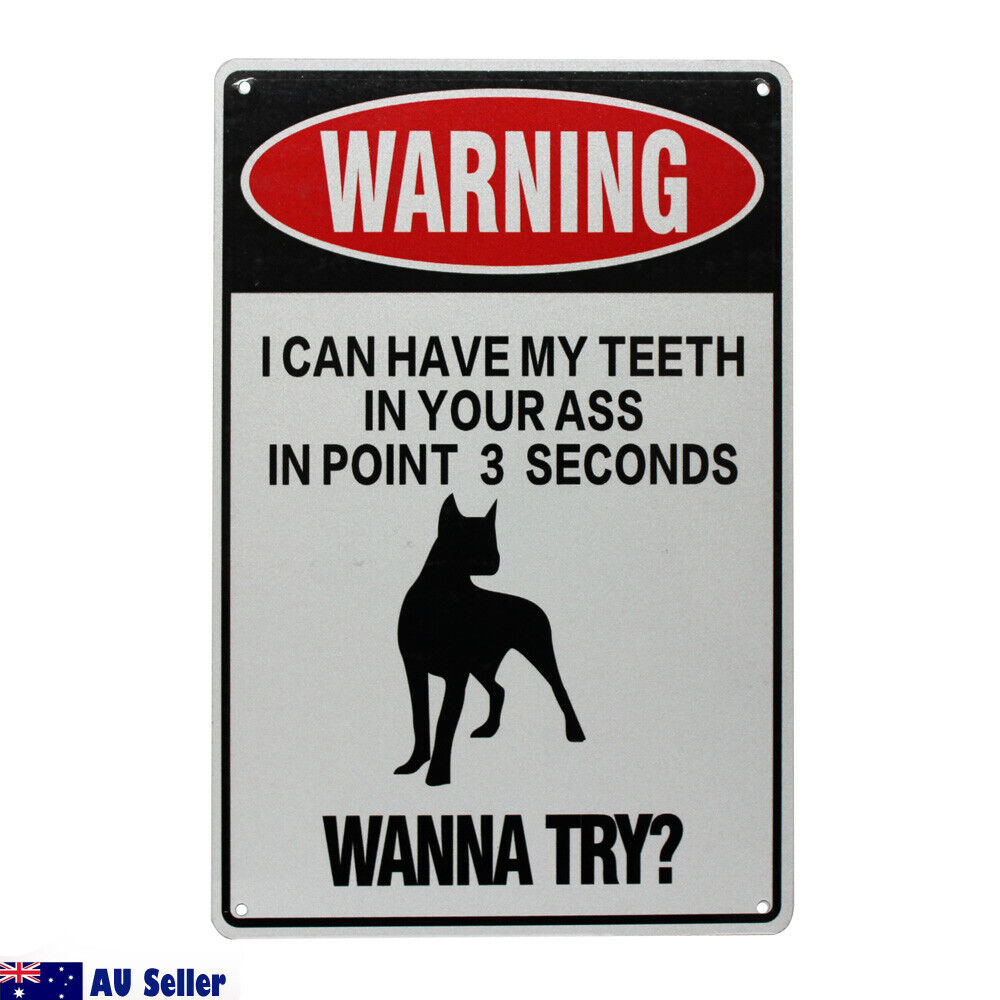 Warning Wanna Try Sign Teeth In Point 3 Seconds 200x300mm Metal Waterproof