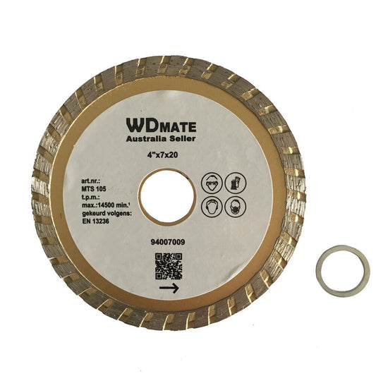 105mm Dry Wet Diamond Cutting Disc Wheel 4″ Saw Blade 20/16mm Turbo Hd 94007009