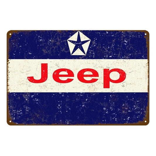 Tin Metal Sign Jeep Motor Car 20x30cm Rustic Vintage