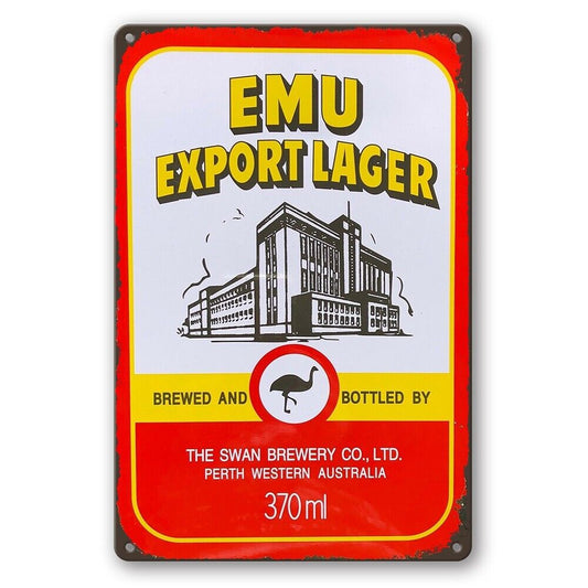 Tin Sign Emu Export Lager Brewed Bottled Swan Beer Rustic Look Decorative Wall