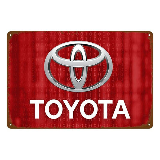 Tin Metal Sign Toyota Red Logo Auto 20x30cm Rustic Vintage