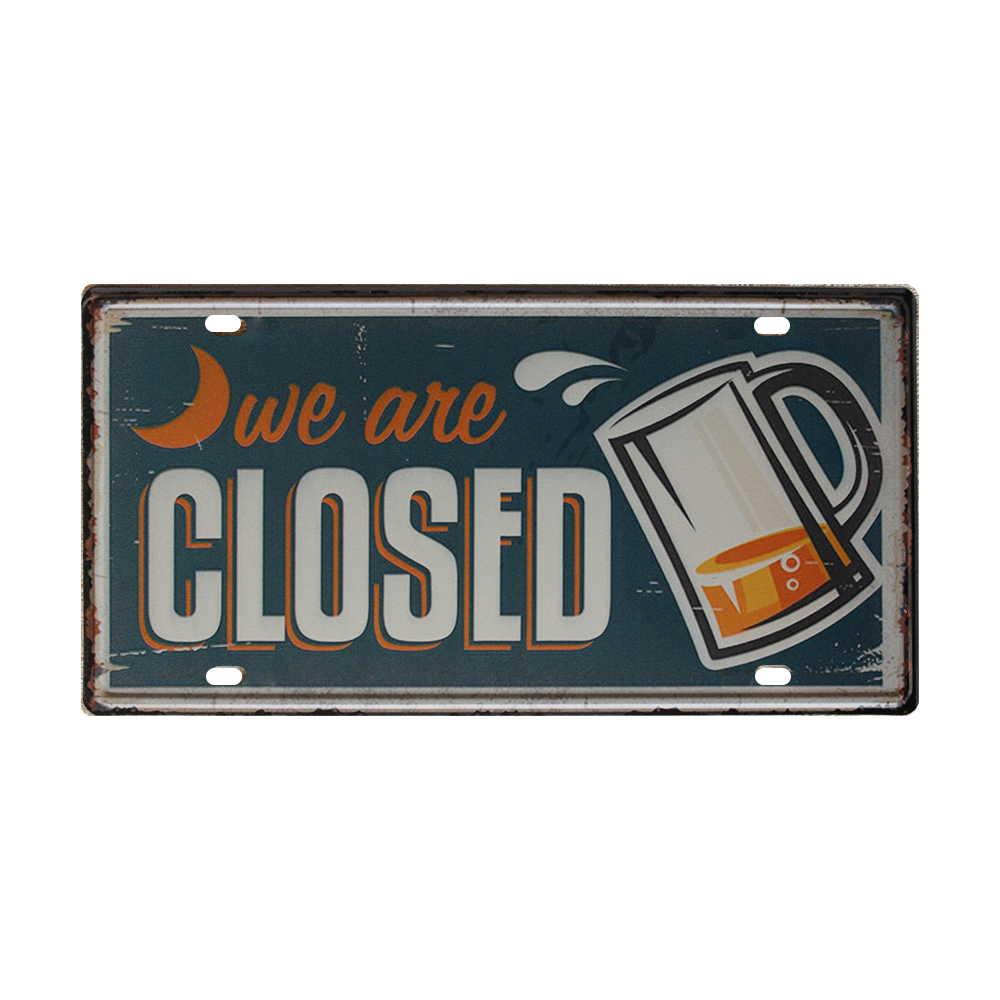 Tin Sign We Are Closed Beer Moon Metal Tin Sign Vintage Man Cave 150x300mm
