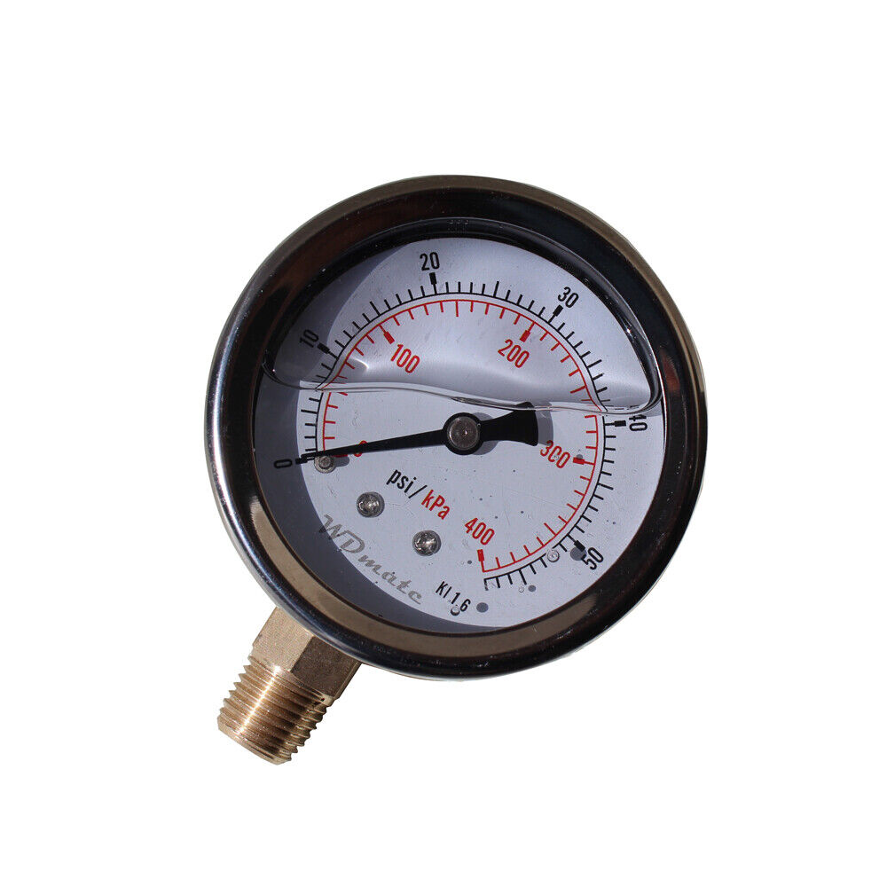 Liquid Oil Filled Pressure Gauge 63mm 2.5”60psi 400kpa 1/4″ Bspt Fuel Air Meter