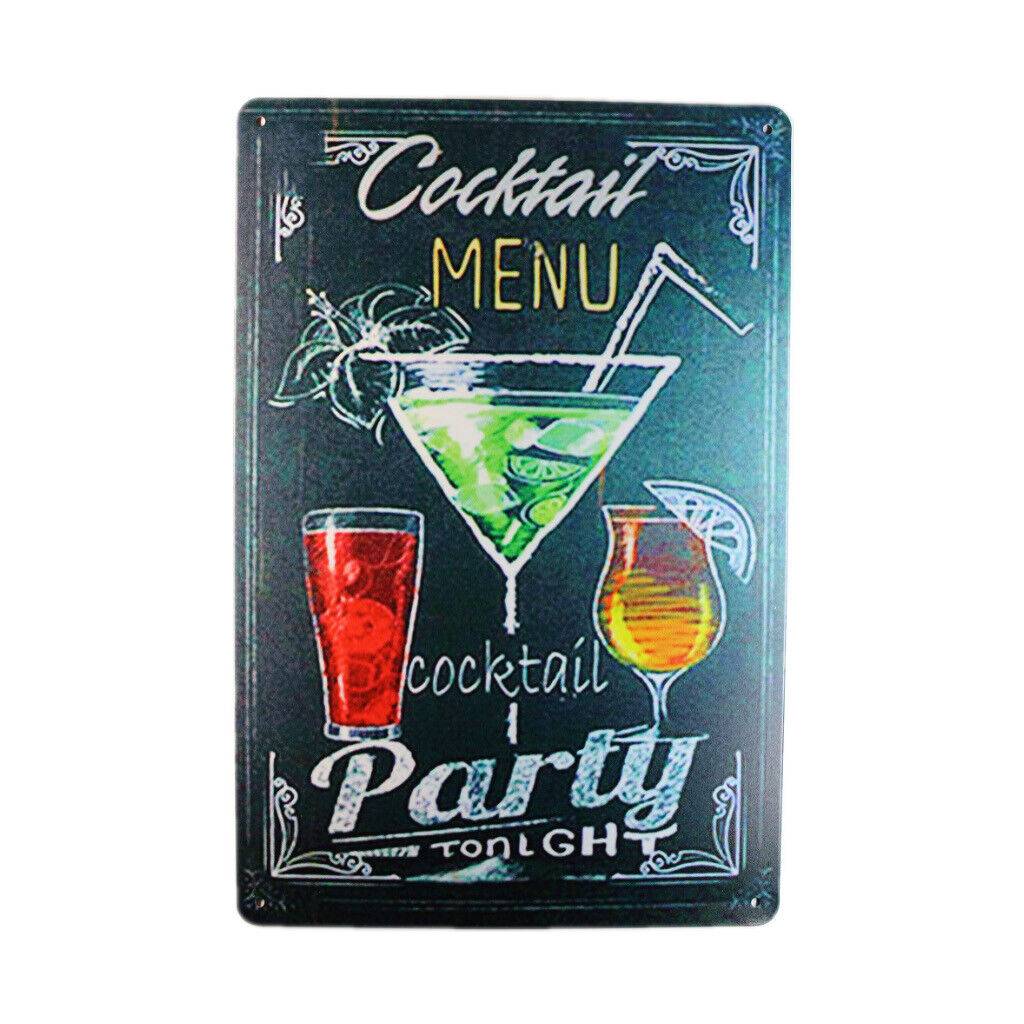 Tin Sign Cocktail Menu Party Sprint Drink Bar Whisky Rustic Look