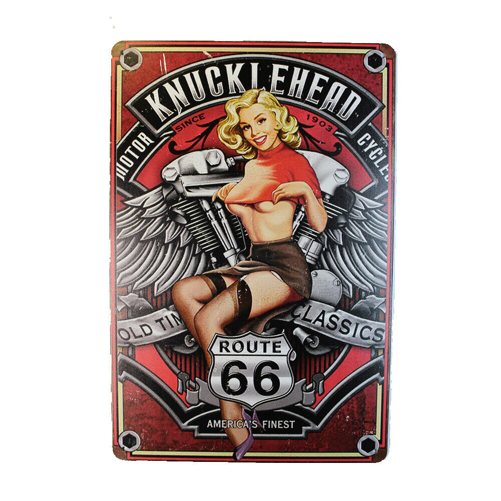 Tin Sign Knucklehead Routh66 Sprint Drink Bar Whisky Rustic Look