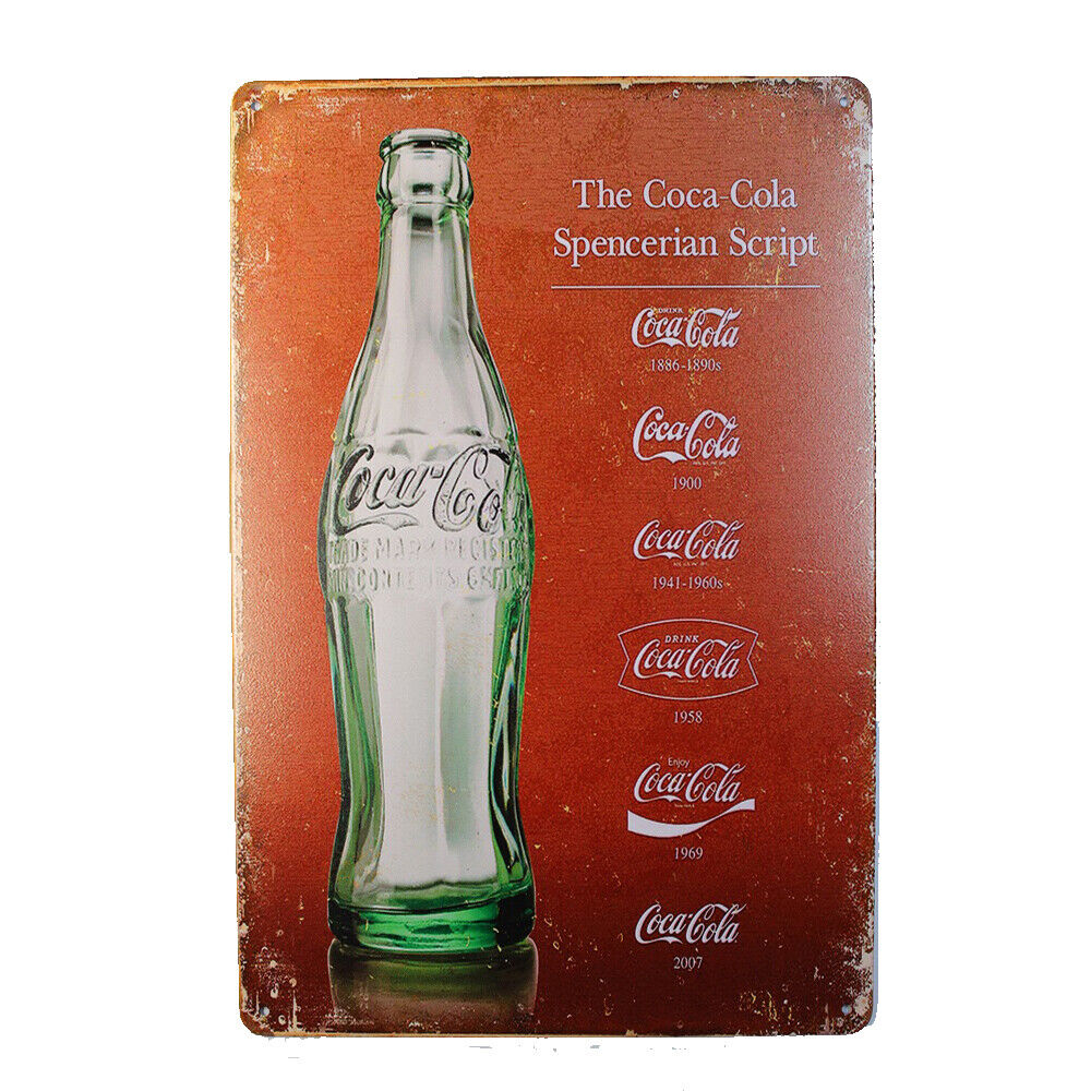 Tin Sign  Cocacola Spencerian Script Sprint Drink Bar Whisky Rustic