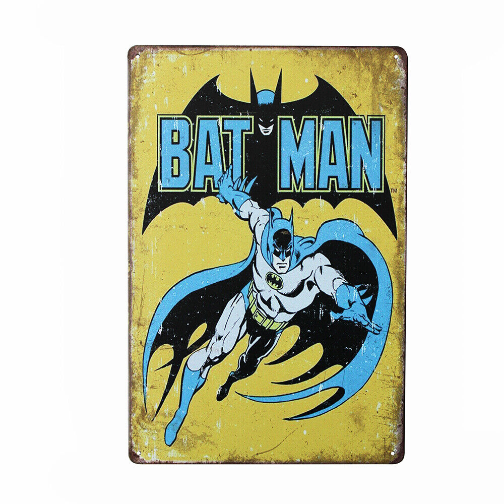 Tin Sign Bat Man Metal Sign Vintage Tin 200x300mm Man Cave Metal