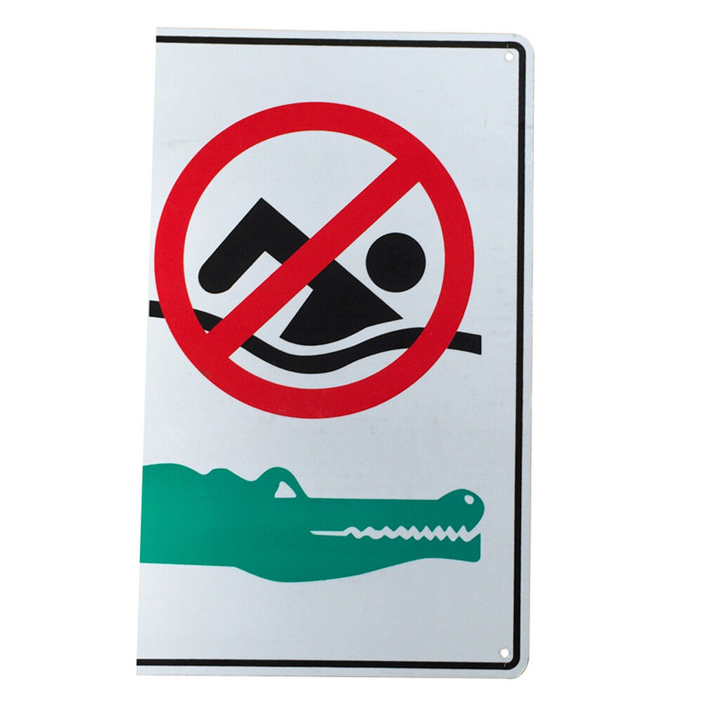 Warning Sign No Swimming Dangerous Crocodile 200x300mm Metal Safe Beach 16003029