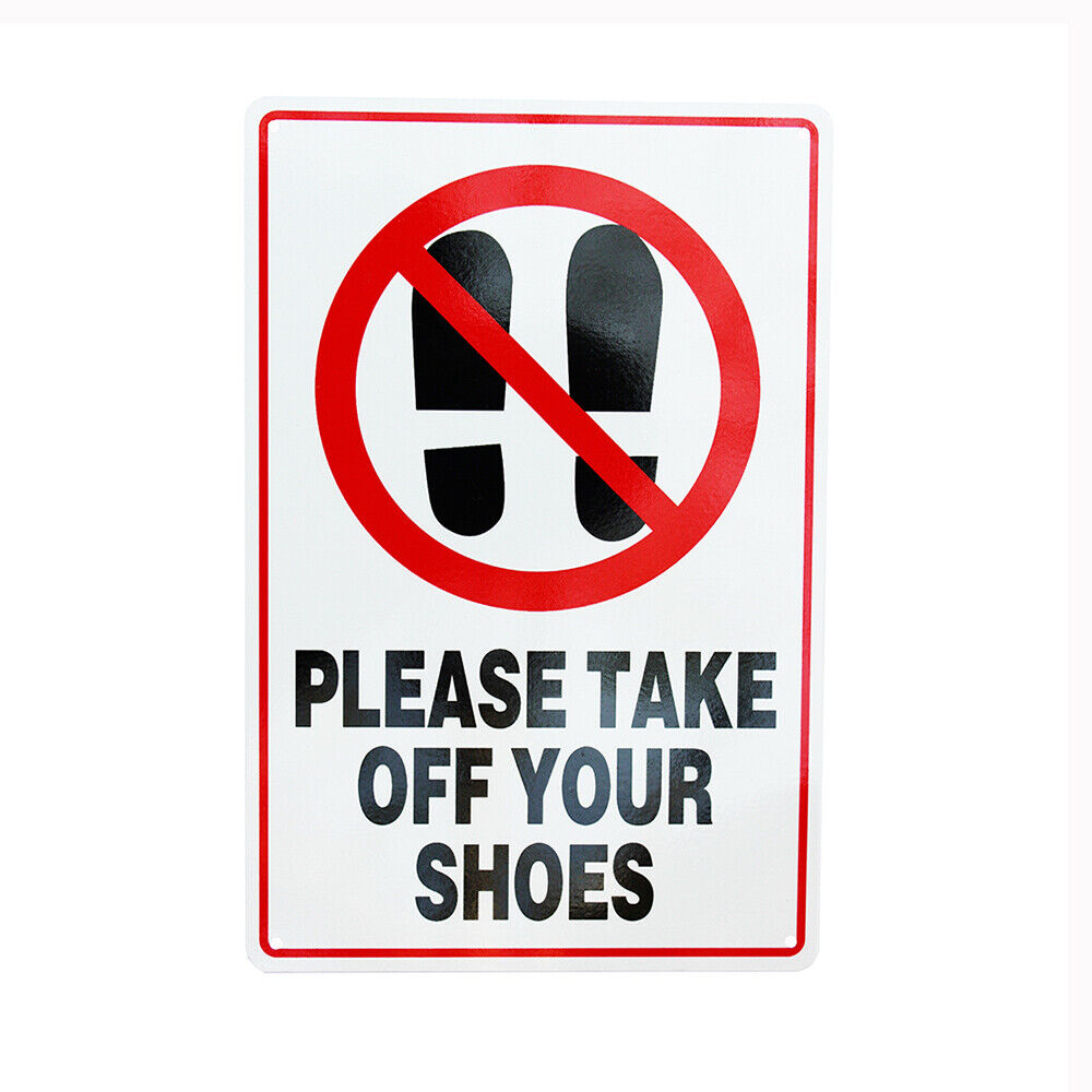 Warning Please Take Off Your Shoes Sign 200*300mm Metal Reflective Waterproof