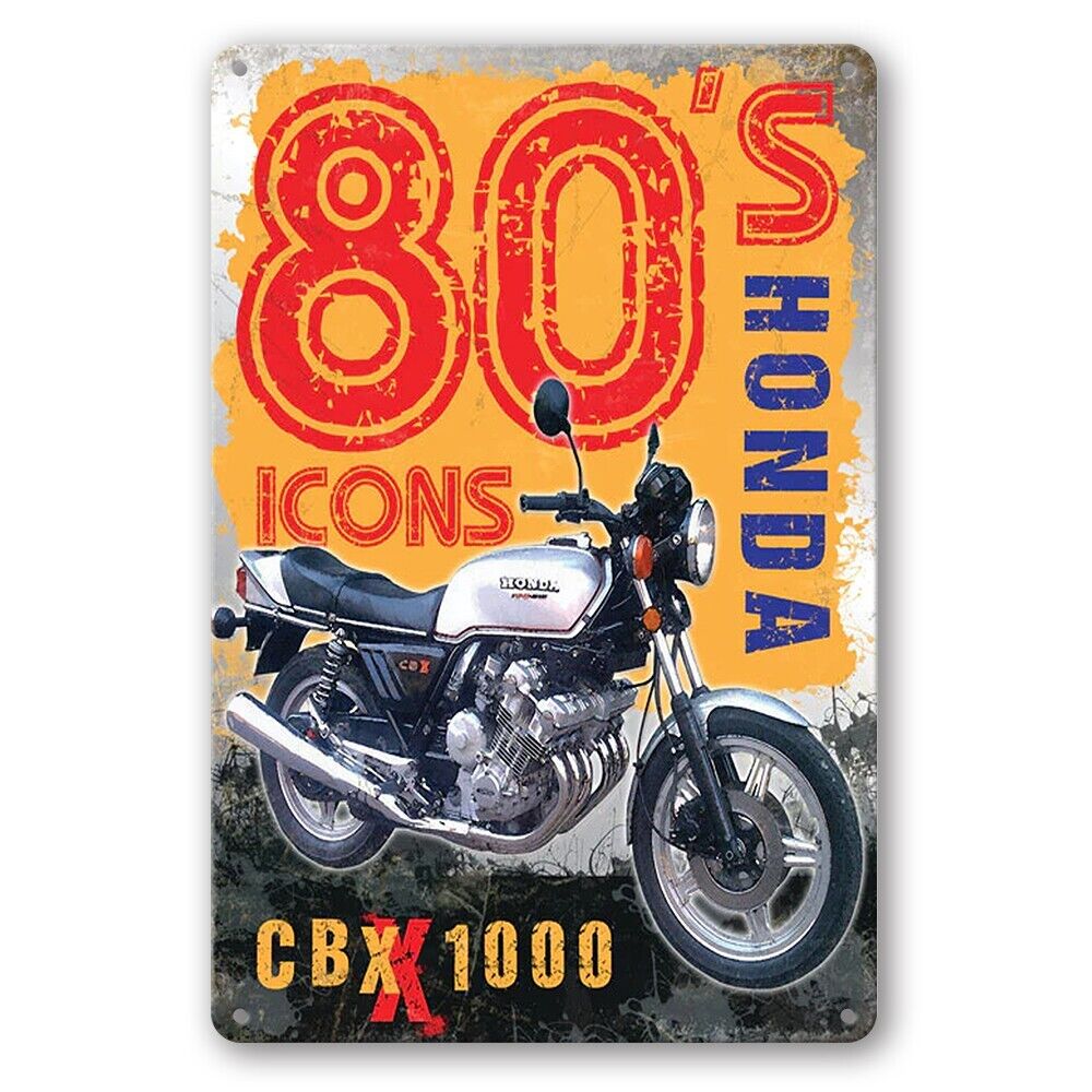Tin Sign Honda Icons Cbx 1000 80's Motorbike Rustic Look Decorative Wall Art