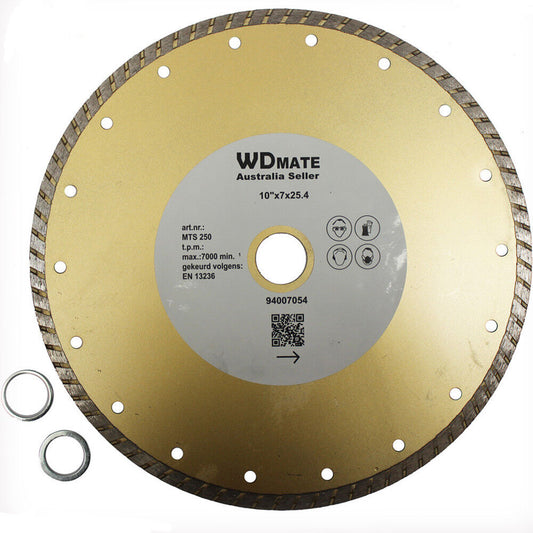 254mm Turbo Diamond Dry Wet Cutting Disc Circular Saw Blade 7*3mm 10″ 25.4/22.3