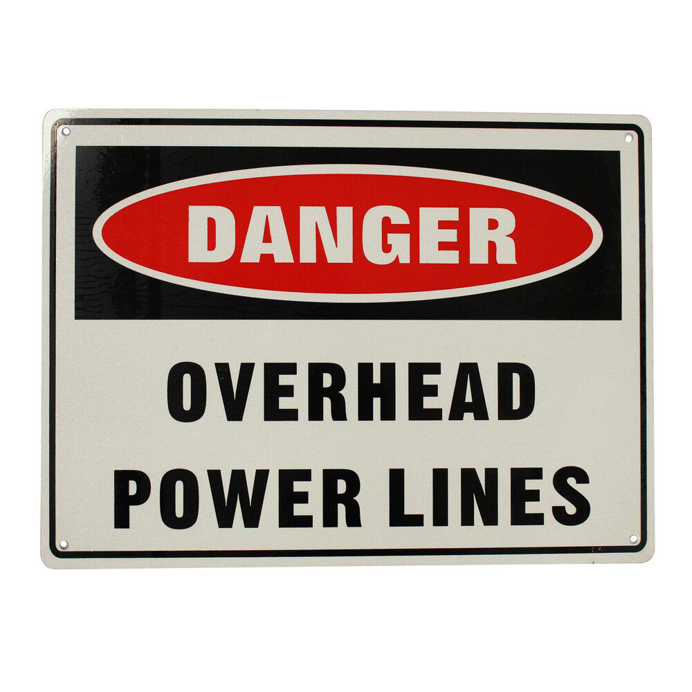 Warning Danger Overhead  Power Lines Sign 200x300mm Metal Electrical Safe Notice