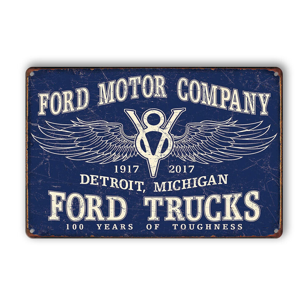 Ford Trucks Tin Rustic Metal Sign Vintage Shed Garage Bar Man Cave Plaque
